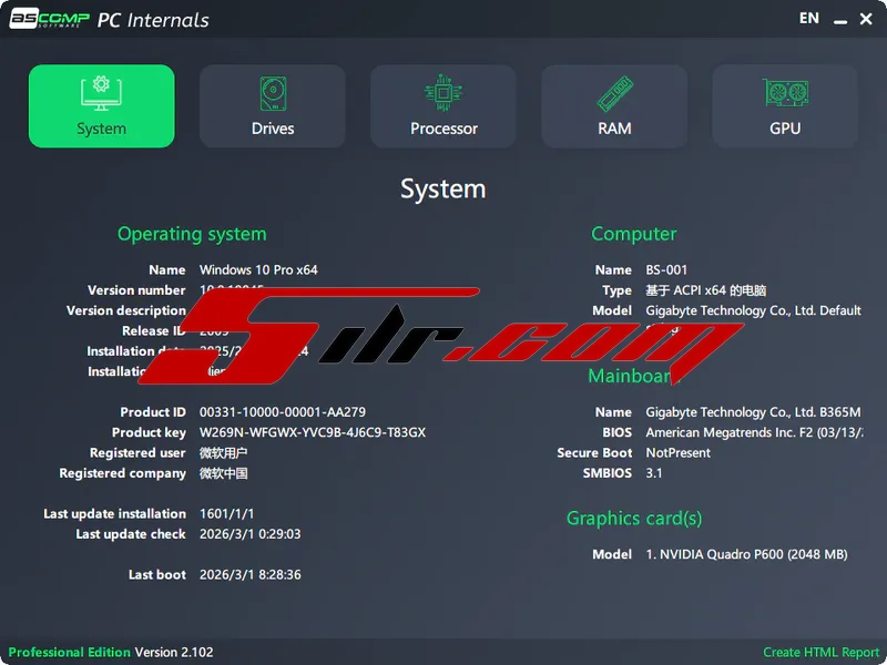 专业级PC硬件监控与SSD健康分析工具 ASCOMP PC Internals v2.102 英文版-图片1