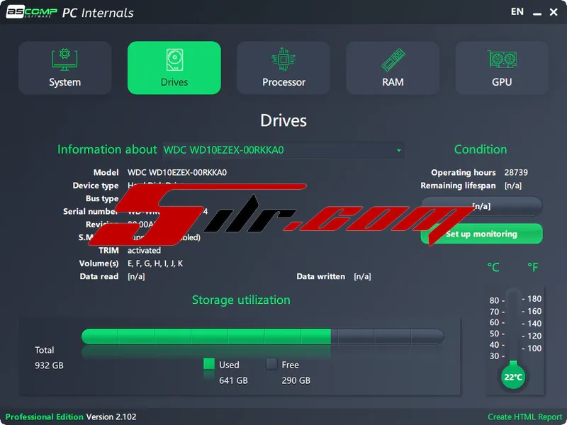 专业级PC硬件监控与SSD健康分析工具 ASCOMP PC Internals v2.102 英文版-图片2