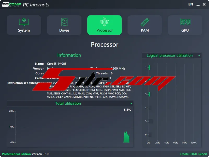 专业级PC硬件监控与SSD健康分析工具 ASCOMP PC Internals v2.102 英文版-图片3